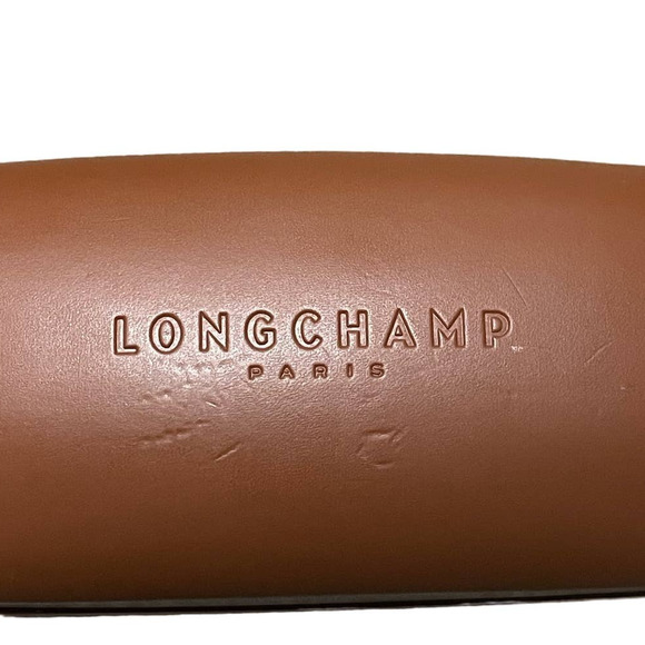 Longchamp Paris Cognac Leather Rectangular Clam Shell Eyeglasses Case - Picture 2 of 5
